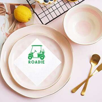 Geloar Golf Cocktail Napkins, 100 Pack Par-Fect Together Golf Themed Paper Cocktail Beverage Napkins for Wedding Rehearsal Dinner Bridal Shower Engagement 2-Ply, 5x5 Inches (Golf Cart Roadie Napkins)