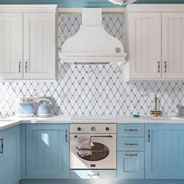 STICKGOO 10 Sheets Peel and Stick Backsplash, Calacatta Stick on Aluminum Composite Tiles Stikers, Self Adhesive Mixed Glass Backsplash for Kitchen, Bathroom, Fireplace, RV