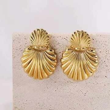 Gold Dangle Earrings for Women - Elegant 14K Gold Plated Design