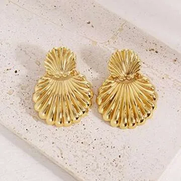 Gold Dangle Earrings for Women - Elegant 14K Gold Plated Design