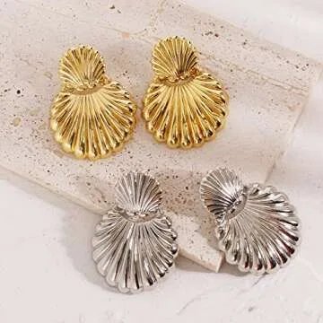Gold Dangle Earrings for Women - Elegant 14K Gold Plated Design