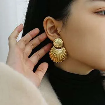 Gold Dangle Earrings for Women - Elegant 14K Gold Plated Design