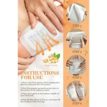 TEWEAE Foot Pads, Ginger Foot Pads, Natural Ginger Powder Bamboo Vinegar Foot Patches 20 Packs.