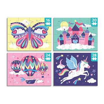 Mudpuppy Unicorn Magic Level Up! Puzzle Set from Mudpuppy, Includes 4 Jigsaw Puzzles with 16 – 28 ...
