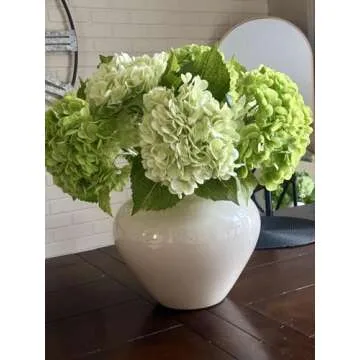 Waipfaru 4Pcs Real Touch Hydrangea Artificial Flowers, Fake Hydrangea Flowers, 21" Latex Faux Hydrangea Flowers for Wedding Bouquet Home Decor Centerpieces (2 Light Green & 2 Dark Green)