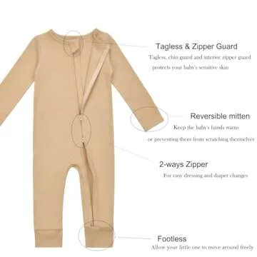 Aablexema Baby Cotton Footless Pajamas - 3 Pack Infant Outfit