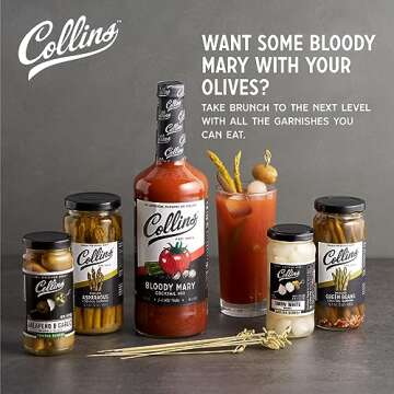 Collins Ultimate Bloody Mary Kit, Vodka Cocktail Mix, Stuffed Olives and Garnishes, Drink Picks, Hom...