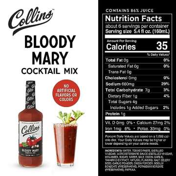 Collins Ultimate Bloody Mary Kit, Vodka Cocktail Mix, Stuffed Olives and Garnishes, Drink Picks, Home Bar Accessories, Home Bar Kit, Bartender Mixer, Drinking Gifts, Mixology Kit, Set of 6 Red