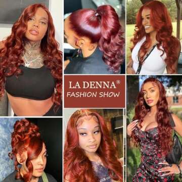 Reddish Brown 360 Lace Front Wigs Human Hair 180% Density Orange Red Body Wave HD Lace Frontal Wig 33 Colored Human Hair Lace Front Wig Glueless Ginger Auburn 360 Lace Wig 26 Inch