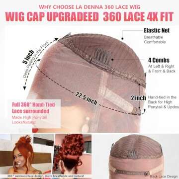 Reddish Brown 360 Lace Front Wigs Human Hair 180% Density Orange Red Body Wave HD Lace Frontal Wig 33 Colored Human Hair Lace Front Wig Glueless Ginger Auburn 360 Lace Wig 26 Inch