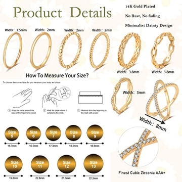Stylish Tobeny 8PCS Gold Rings Set for Elegant Women