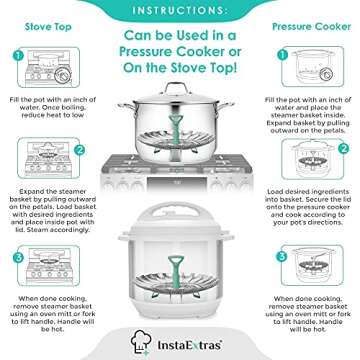 Stainless Steel Expandable Steamer Basket - Collapsible Steam Cooking Insert For Steaming Food, Vegetable - Compatible With Instant Pot 3 6 8 Qt, Pressure Cooker, 5-9 Inch Adjustable Fits Any Size Pan