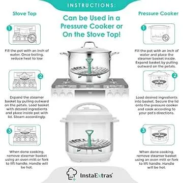 Stainless Steel Expandable Steamer Basket - Collapsible Steam Cooking Insert For Steaming Food, Vegetable - Compatible With Instant Pot 3 6 8 Qt, Pressure Cooker, 5-9 Inch Adjustable Fits Any Size Pan