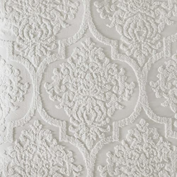 Madison Park Tufted Chenille 100% Cotton Duvet- Modern Luxe All Season Comforter Cover Bed Set with Matching Shams, King/Cal King(104"x92"), Damask Off White 3 Piece