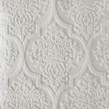 Madison Park Tufted Chenille 100% Cotton Duvet- Modern Luxe All Season Comforter Cover Bed Set with Matching Shams, King/Cal King(104"x92"), Damask Off White 3 Piece