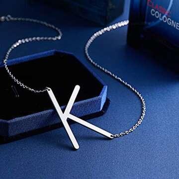 RINHOO Stainless Steel Gold Initial Alphabet 26 Letters Script Name Pendant Chain Necklace from A-Z (K)