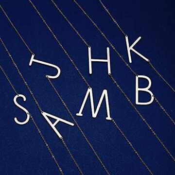 RINHOO Stainless Steel Gold Initial Alphabet 26 Letters Script Name Pendant Chain Necklace from A-Z (K)