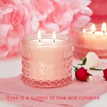 Chloefu LAN Rose Candle, Pink Candles Gifts for Women, Large 2-Wick Sandalwood Candle for Home,Stron...