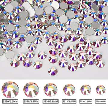 4320Pcs SS20 Flatback Rhinestones - Iridescent Craft Gems for All Occasions