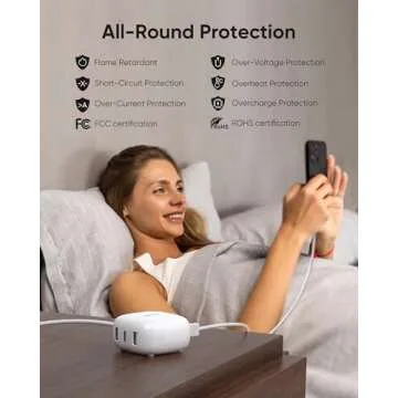 SUPERDANNY 6-Port USB Charger, 40W 8A Mini USB Charging Station, Charging Station for Multiple Devices, 4ft Cable, Compatible with iPhone, iPad, Galaxy, Pixel, for Travel, Cruise, White