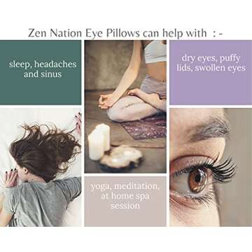 Zen Nation Yoga Eye Pillow- Lavender and Flaxseed - Includes Washable Cover - for Dry Eyes, Yoga, Relaxation, Sleep, Stress Relief, Aromatherapy. All Natural