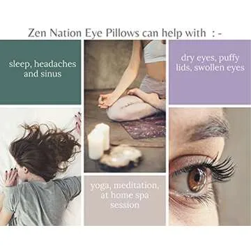 Zen Nation Yoga Eye Pillow- Lavender and Flaxseed - Includes Washable Cover - for Dry Eyes, Yoga, Relaxation, Sleep, Stress Relief, Aromatherapy. All Natural