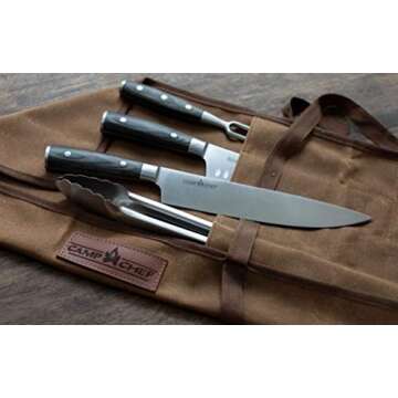 Camp Chef 4-Piece Carving Set - Includes Chef Knife, Santoku Knife, Grill Tongs & Carving Fork - Per...