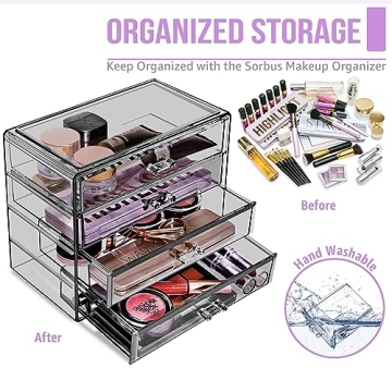 Sorbus Makeup Organizer - 4 Drawer Acrylic Organizer for Beauty