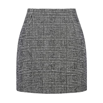 IDEALSANXUN Black Mini Skirt for Women - Chic High Waisted Plaid Design