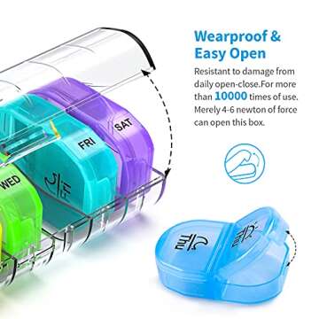 ZIKEE Weekly Pill Organizer - Portable & BPA-Free Solution