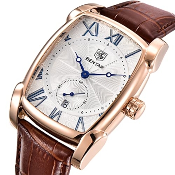 Stylish BENYAR Waterproof Rectangle Case Watch for Men