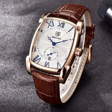 Stylish BENYAR Waterproof Rectangle Case Watch for Men