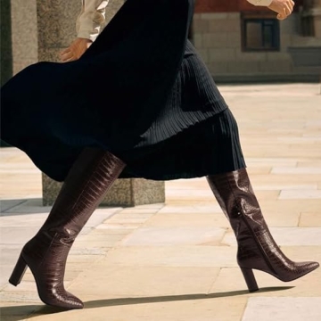 Chic Modatope Black Knee High Boots for Women - Size 8