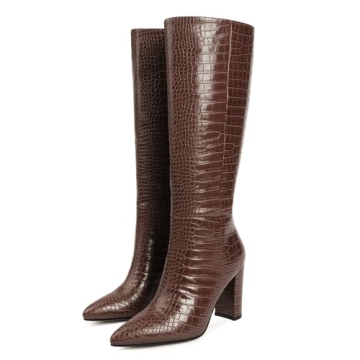 Chic Modatope Black Knee High Boots for Women - Size 8