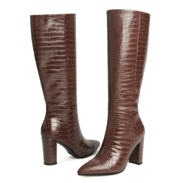 Chic Modatope Black Knee High Boots for Women - Size 8