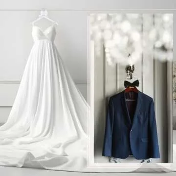 Elegant Bride and Groom Wedding Dress Hanger Set