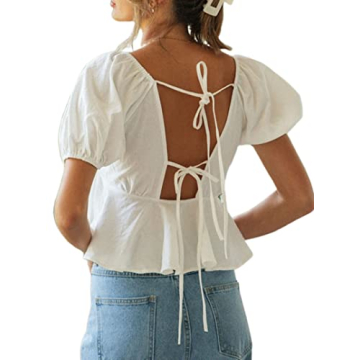 Stylish Remidoo Puff Sleeve Crop Top for Women