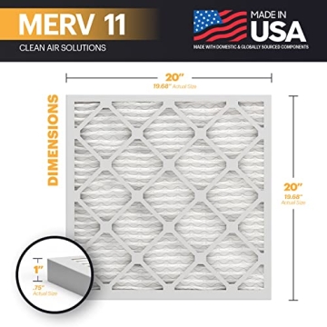 BNX TruFilter 20x20x1 Air Filter MERV 11 (6-Pack) - MADE IN USA - Allergen Defense Electrostatic Ple...