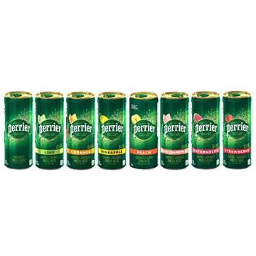 Perrier Flavored Carbonated Mineral Water - Sampler Variety Pack, All Flavors, Slim Cans, Natural Sp...