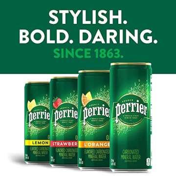 Perrier Flavored Carbonated Mineral Water - Sampler Variety Pack, All Flavors, Slim Cans, Natural Sparkling Drinking Water | Pack of 16