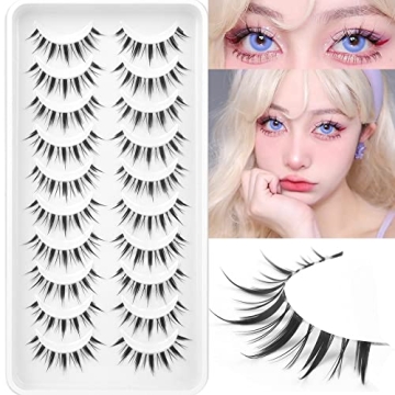 Geeneiya Natural Look Anime False Eyelashes - 10 Pairs for Stunning Eyes