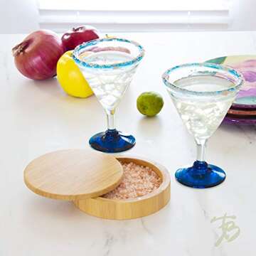 Totally Bamboo Barkeeper's Salt Box, Margarita Salt Rimmer for Cocktail Drinks, Home Bar Accessory with Magnetic Swivel Lid