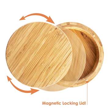 Totally Bamboo Barkeeper's Salt Box, Margarita Salt Rimmer for Cocktail Drinks, Home Bar Accessory with Magnetic Swivel Lid