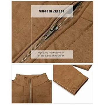 ETCYY Women's Causal Lightweight Quilted Jackets Long Sleeve Oversized Warm Winter Zip Up Coat with Pockets