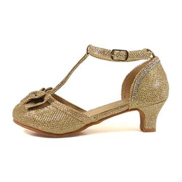 Nova Utopia Girls Low Medium Heel Dress Sandal Flower Girl Shoes,NF Utopia Girl NFGFH58H Gold 1