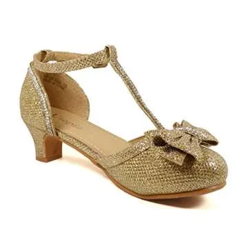 Nova Utopia Girls Low Medium Heel Dress Sandal Flower Girl Shoes,NF Utopia Girl NFGFH58H Gold 1