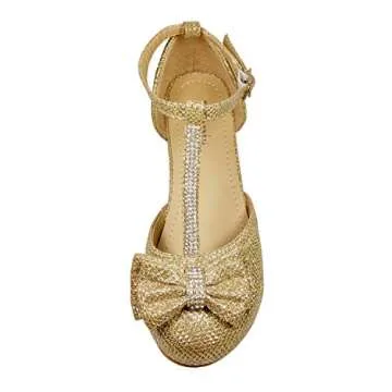 Nova Utopia Girls Low Medium Heel Dress Sandal Flower Girl Shoes,NF Utopia Girl NFGFH58H Gold 1