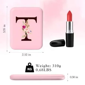 KEWWADB Travel Mirror with Lights, Initials Portable Compact Mirror, Travel Essentials, Suitable for Teen Girls, Personalized Bridesmaid Gifts