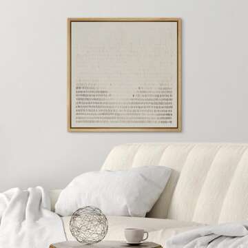 SIGNWIN Framed Canvas Print Wall Art Minimalist Beige and Gray Linear Pattern Illustrations Modern A...