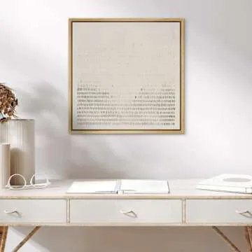 SIGNWIN Framed Canvas Print Wall Art Minimalist Beige and Gray Linear Pattern Illustrations Modern Art Decorative Minimal Calm/Zen for Living Room, Bedroom, Office - 16"x16" Natural